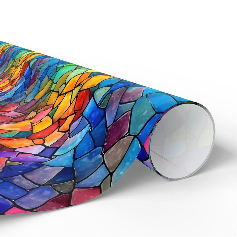 Vibrant Mosaic Wrapping Paper, Colorful Gift Wrap, Artistic Present Wrap, Stained Glass Design, Unique Gift Wrap for Any Occasion image 5