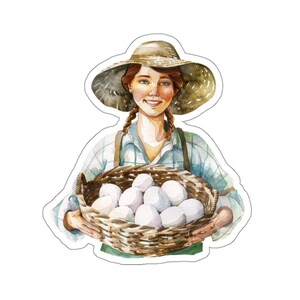 Sticker fermière mignonne, autocollant vinyle imperméable pour ordinateur portable bouteille d'eau fenêtre de téléphone, sticker jardin élevage de poulets, cadeau pour amateur de poulet