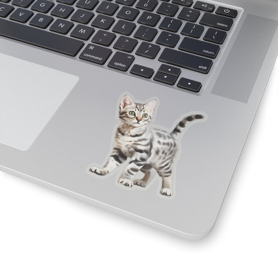 シルバー タビー キャット ステッカー かわいい子猫 デカール - ノート 