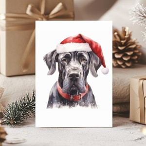Pacote de 10 cartões de Natal de Dogue Alemão, Cartões de felicitações de Natal para cães, Cartões postais de Natal com retratos fofos de animais de estimação, Presente de papel ecológico de Dogue Alemão