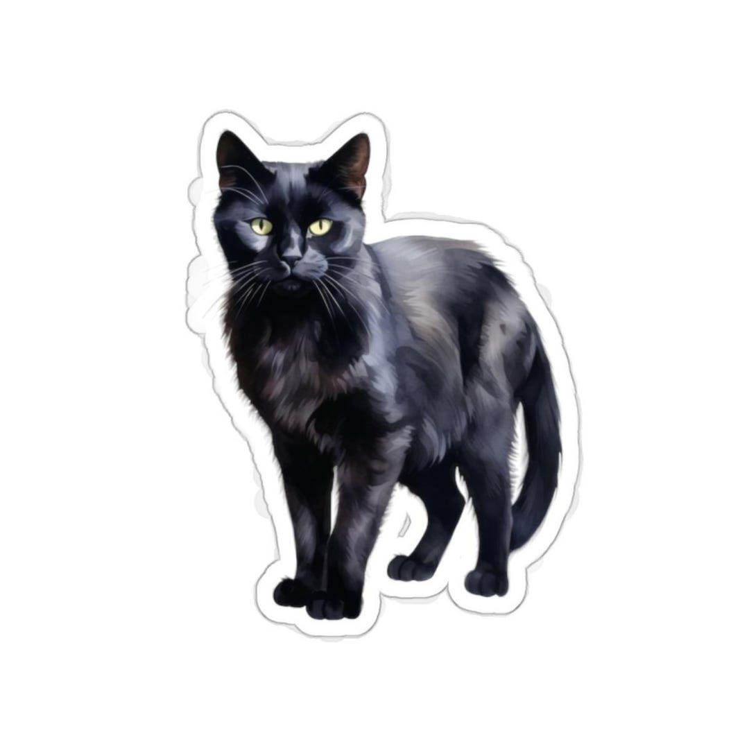 Cute Black Cat Sticker for Laptop, Waterproof Vinyl Decal, Pet Lover ...