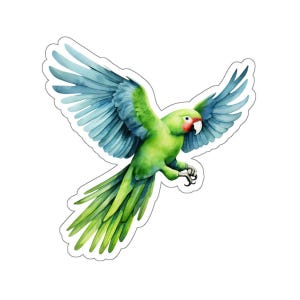 Green Parrot Vinyl Sticker, Eco Friendly Stickers, Waterproof Decal, Laptop Sticker, Water Bottle Sticker, Cute Parrot Sticker