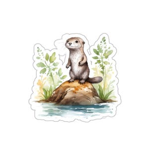 Cute Otter Stickers, Watercolor Art, Funny Stickers, Gift for Otter Lovers, Hydroflask Stickers, Laptop Decals, Journal Stickers
