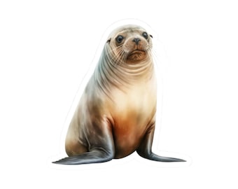 Cute Seal Sticker Glossy Vinyl Waterproof Sticker Seal Pup Decal for Laptop Water Bottle Phone Journal Planner Gift