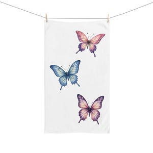 Butterfly Hand Towel, Watercolor Butterflies, Spring Decor, Gifts for Her, Bathroom Towel, Guest Towel, Kitchen Towel, Butterfly Lover