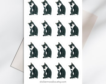 Tuxedo Cat Stickers, Cute Black White Cat Stickers, Planner Stickers, Vinyl Stickers, Cat Lover Gift, Journal, Laptop Stickers, Scrapbook