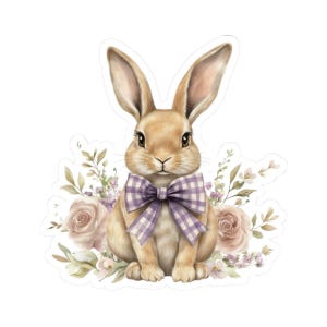 Floral Bunny Stickers, Watercolor Rabbit Decal, Easter Gifts, Cute Animal Stickers, Laptop Stickers, Kawaii Sticker, Planner Stickers