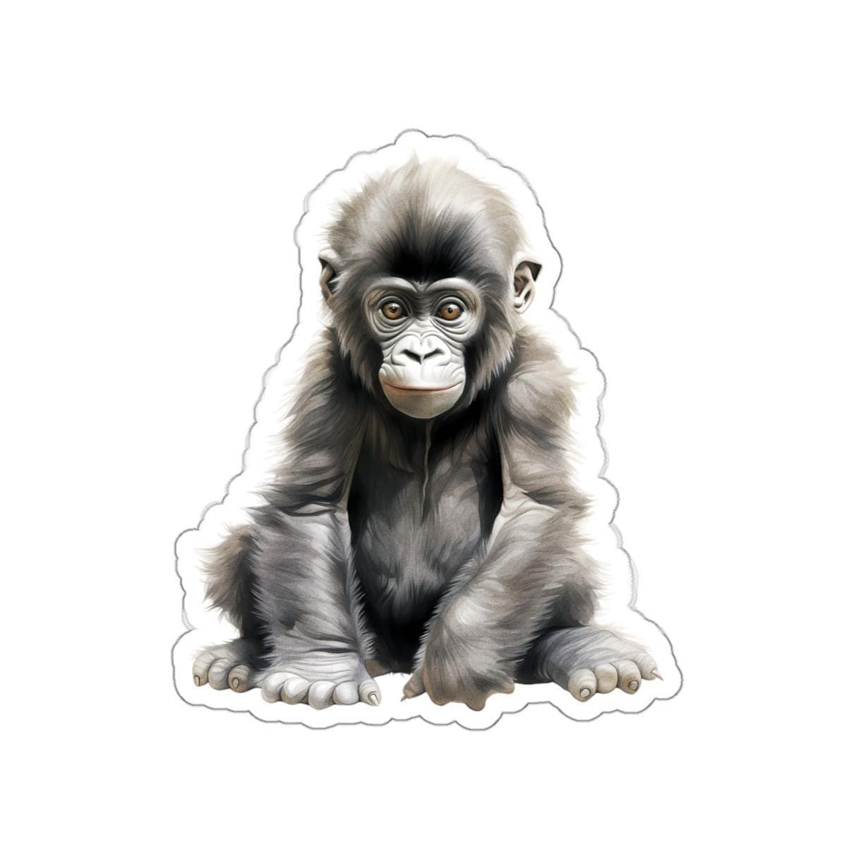Baby Gorilla Vinyl Sticker, Glossy Waterproof Decal, Cute Primate Design, Perfect for Laptops Water Bottles and More
