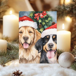 Lot de 10 cartes postales de Noël avec chien, cartes de voeux de Noël respectueuses de l'environnement, cartes de Noël aquarelle pour animaux de compagnie pour tous les amoureux des chiens