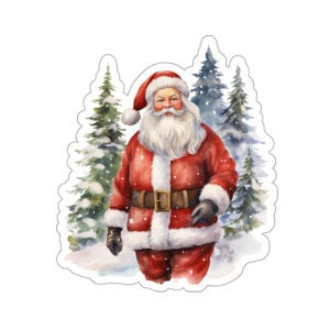 Pegatina de acuarela de Papá Noel, calcomanía de vinilo navideña festiva para computadora portátil, botella de agua, automóvil, regalo navideño, decoración para amantes de Papá Noel