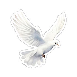 Dove Sticker, Watercolor White Bird Vinyl Decal, Peace Symbol Art for Laptop Water Bottle, Spiritual Christian Gift, Wedding Decor