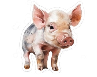 Cute Pig Stickers, Watercolor Art, Farm Animal Decals, Pig Lover Gift, Waterproof Stickers, Laptop Stickers, Hydroflask Stickers