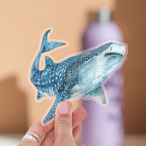Whale Shark Sticker, Shark Clear Waterproof Vinyl Laptop Water Bottle Phone Car Bumper Wall Window Decal, Cute Ocean Decor Marine Gift