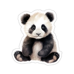 Pegatina de oso panda adorable, vinilo de animal adorable, impermeable para portátil, botella de agua, diario de pared, diseño artístico de panda bebé, pegatina kawaii