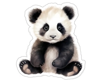 Cute Panda Bear Sticker, Adorable Animal Vinyl Decal, Waterproof for Laptop Water Bottle Journal Wall, Baby Panda Art Design, Kawaii Sticker