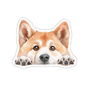 Akita Inu Sticker Sticker, Peeking Dog Waterproof Vinyl Sticker For Laptop Water Bottle Phone Wall Car Window Decal Gift
