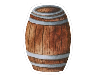 Whiskey Barrel Sticker, Bourbon Lover Gift, Funny Bar Decal, Waterproof Glossy Vinyl Sticker, Man Cave Decor, Gift for Dad, 2 3 4 6 Inch