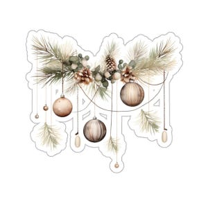 Sticker boule de Noël aquarelle, Sticker déco des fêtes, cadeau pour elle, Stickers saisonniers, Stickers ordinateur portable, Stickers carnet