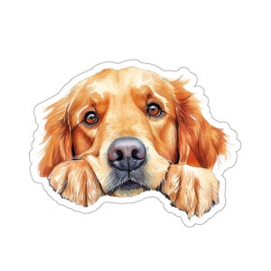 Golden Retriever Sticker, Peeking Dog Waterproof Vinyl Sticker For Laptop Water Bottle Phone Wall Car Window Decal Gift