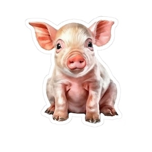 Cute Baby Pig Sticker, Farm Animal Vinyl Decal, Glossy Waterproof Eco Friendly, Perfect for Laptop Phone Water Bottle Gift
