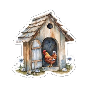 Pegatina de gallinero de granja, calcomanía de vinilo impermeable transparente para ventana de botella de agua portátil, decoración de granja, regalo de granjero de pollo
