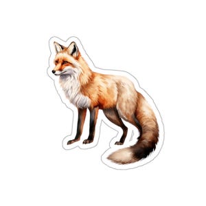 Adesivo in vinile con volpe carina, decalcomania con volpe ad acquerello, adesivo per laptop con volpe, adesivo per bottiglia d&#39;acqua con volpe, regalo per amanti degli animali, adesivo ecologico