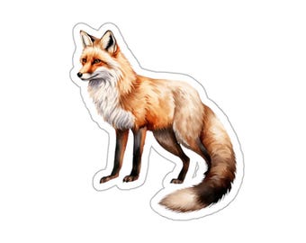 Cute Fox Vinyl Sticker, Watercolor Fox Decal, Fox Laptop Sticker, Fox Water Bottle Sticker, Animal Lover Gift, Eco Friendly Sticker