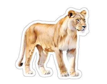 Lioness vinyl sticker, laptop sticker, water bottle decal, planner accessory, watercolor animal sticker, wildlife decal