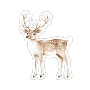 Watercolor Deer Sticker, Cute Animal Art Vinyl Decal, Forest Wildlife Laptop Sticker, Nature Deer Sticker for Journals