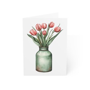 Lot de 10 cartes de voeux fleurs tulipes ou une carte pliée avec enveloppe, vierges à l'intérieur, coffret cadeau papeterie carte postale aquarelle