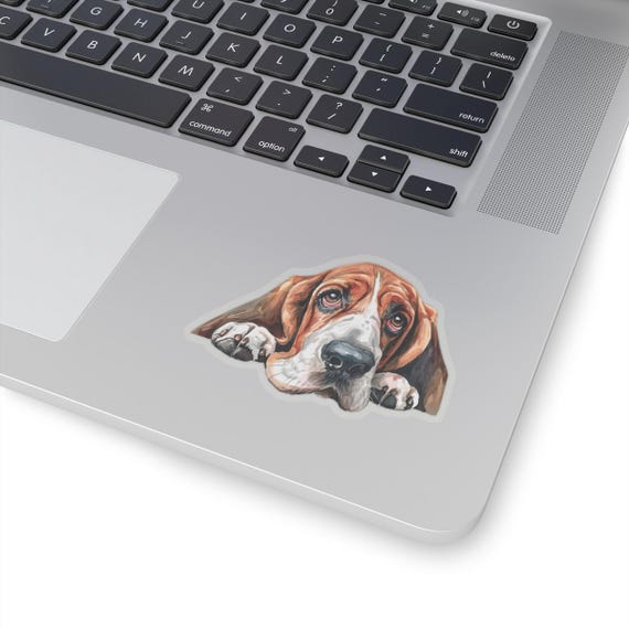 Adesivo Auto JDM Basset Hound Cane, Die-Cut In Nero 139x101 Mm, Resistente Per Auto/Laptop