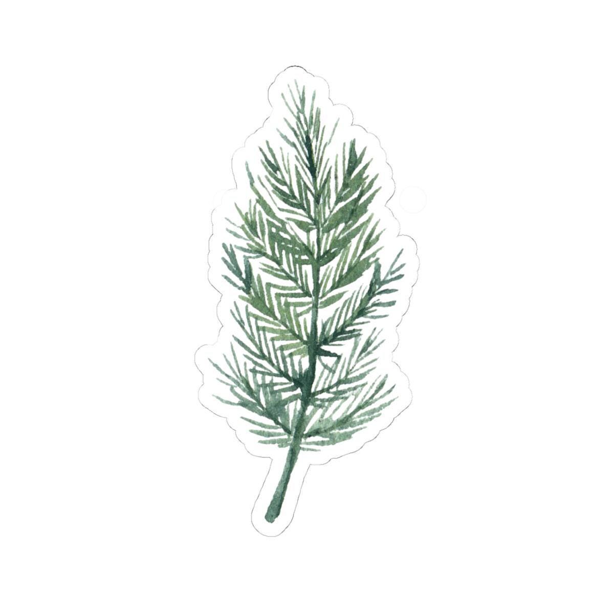 Pine Tree Branch Vinyl Sticker, Green Watercolor Art Decal, Perfect for Laptops, Water Bottles, Journals, or Planners
