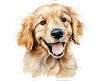 Pegatinas de Golden Retriever, regalo para amantes de los perros, pegatinas de cachorros, acuarela, pegatinas impermeables, pegatinas para portátil, pegatinas de vinilo