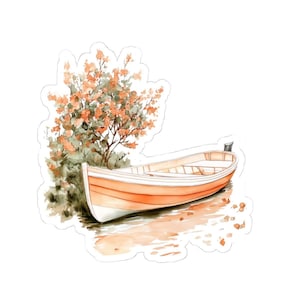 Watercolor Boat Stickers, Nautical Stickers, Boat Decal, Gifts for Boaters, Laptop Stickers, Water Bottle Stickers, Fall Stickers