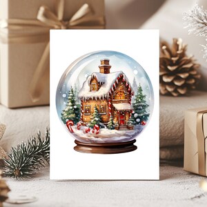 Lot de 10 cartes postales de Noël boules à neige, cartes de voeux aquarelles pour les fêtes, lot de 10 cartes de Noël écologiques, lot de 10 avec enveloppes