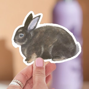 Cute Bunny Sticker, Watercolor Rabbit Waterproof Vinyl Sticker For Laptop Water Bottle Phone Car Bumper Wall Window Decal Clear, Small Gift