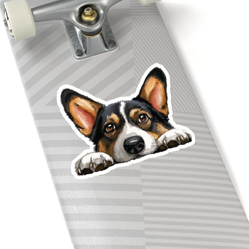 Tri Color Cardigan Corgi Sticker, Peeking Dog Waterproof Vinyl Sticker For Laptop Water Bottle Phone Wall Car Window Decal Welsh Corgi Gift image 5