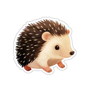 Cute Hedgehog Vinyl Sticker, Animal Laptop Decal, Glossy Waterproof Sticker, Wildlife Water Bottle Sticker, Kids Planner Sticker, Gift