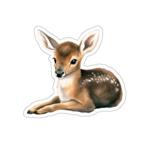 Cute Baby Deer Fawn Sticker, Wildlife Animal Sticker, Nature Art Decal, Laptop Sticker, Water Bottle, Eco Friendly Gift