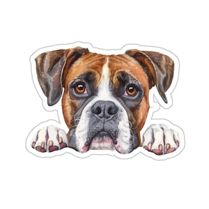 Boxer Sticker, Peeking Dog Waterproof Vinyl Sticker For Laptop Water Bottle Phone Wall Car Window Decal Gift