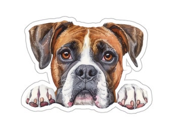 Boxer Sticker, Peeking Dog Waterproof Vinyl Sticker For Laptop Water Bottle Phone Wall Car Window Decal Gift