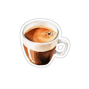 Watercolor Coffee Cup Vinyl Sticker for Laptop Water Bottle Phone Journal Planner Gift Waterproof and Glossy