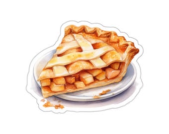 Pegatina de tarta de manzana, pegatina de vinilo para amantes de la comida, calcomanía para computadora portátil, pegatina impermeable, pegatina linda para botella de agua, pegatina de dulce, pegatina brillante