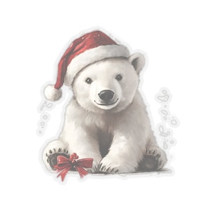 Schattige ijsbeer sticker kerst laptop sticker, waterfles decoratie, vakantie ijsbeer sticker, grappige kerstcadeau stickers