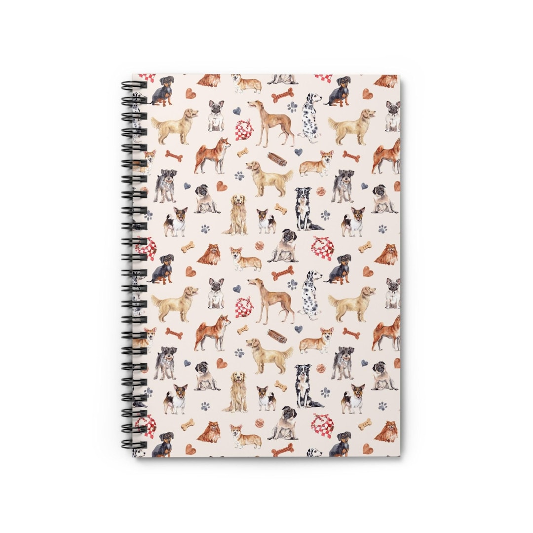 Dog Breeds Journal, Watercolor Puppy Notebook, Cute Dog Lover Gift ...