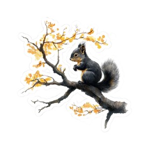 Squirrel Sticker, Watercolor Squirrel Art, Fall Stickers, Cute Animal Stickers, Gift for Squirrel Lover, Laptop Stickers, Squirrel Decal