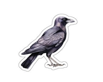 Crow vinyl sticker, Raven bird sticker, Crow lover gift, Gothic sticker, Dark fantasy sticker, Spooky decor decal