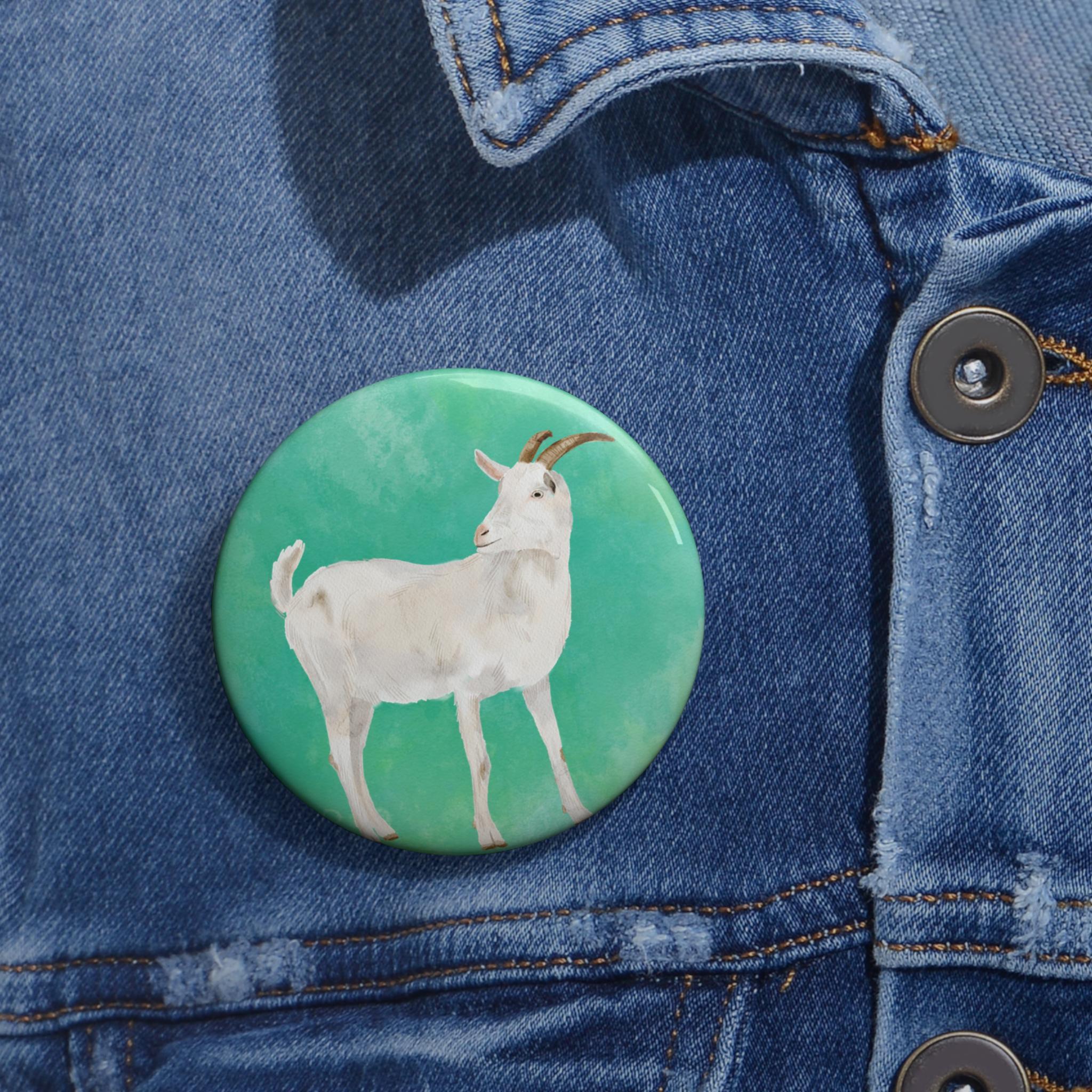 Cute Goat Pin Button, Goat Art Pin for Clothes Bags Hats Jackets Backpacks, Animal Button Gift for Goat Lovers, Farm Animal Pin Badge