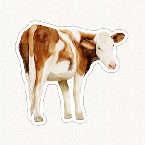 Cute Cow Vinyl Sticker, Glossy Waterproof Decal, Farm Animal Art, Eco Friendly, Laptop Water Bottle Journal Planner Decor