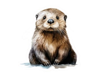 Cute Otter Vinyl Sticker, Animal Lover Gift, Otter Illustration Decal, Waterproof Decal, Best Friend Gift, Laptop Sticker, 4 Inch